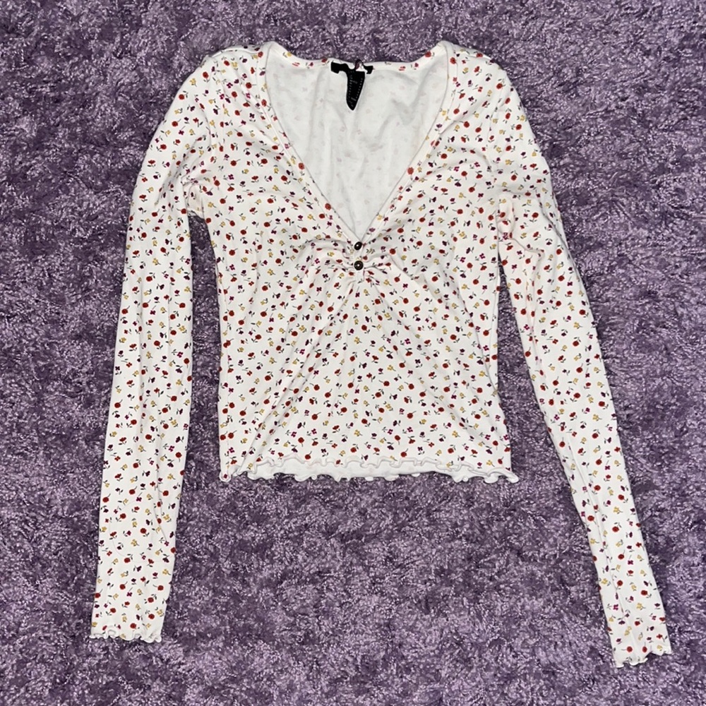 forever 21 floral lettuce trim long sleeve